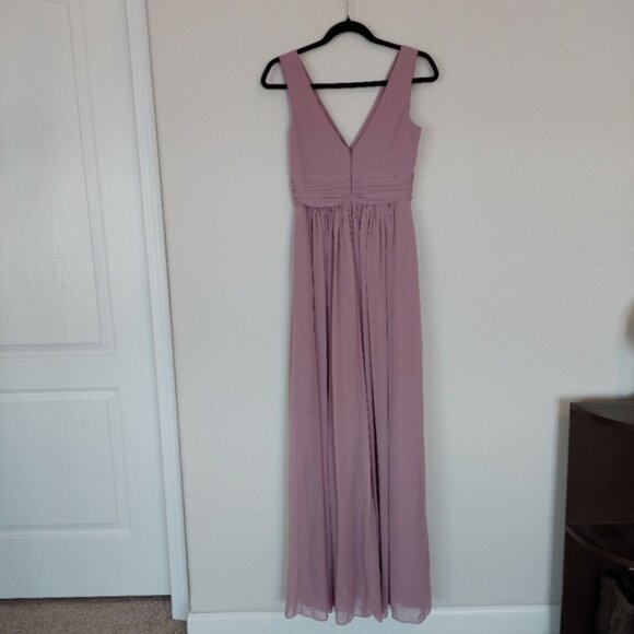 Dessy Collection Sleeveless Draped Chiffon Maxi Dress Front Slit Size 4 - Picture 5 of 13